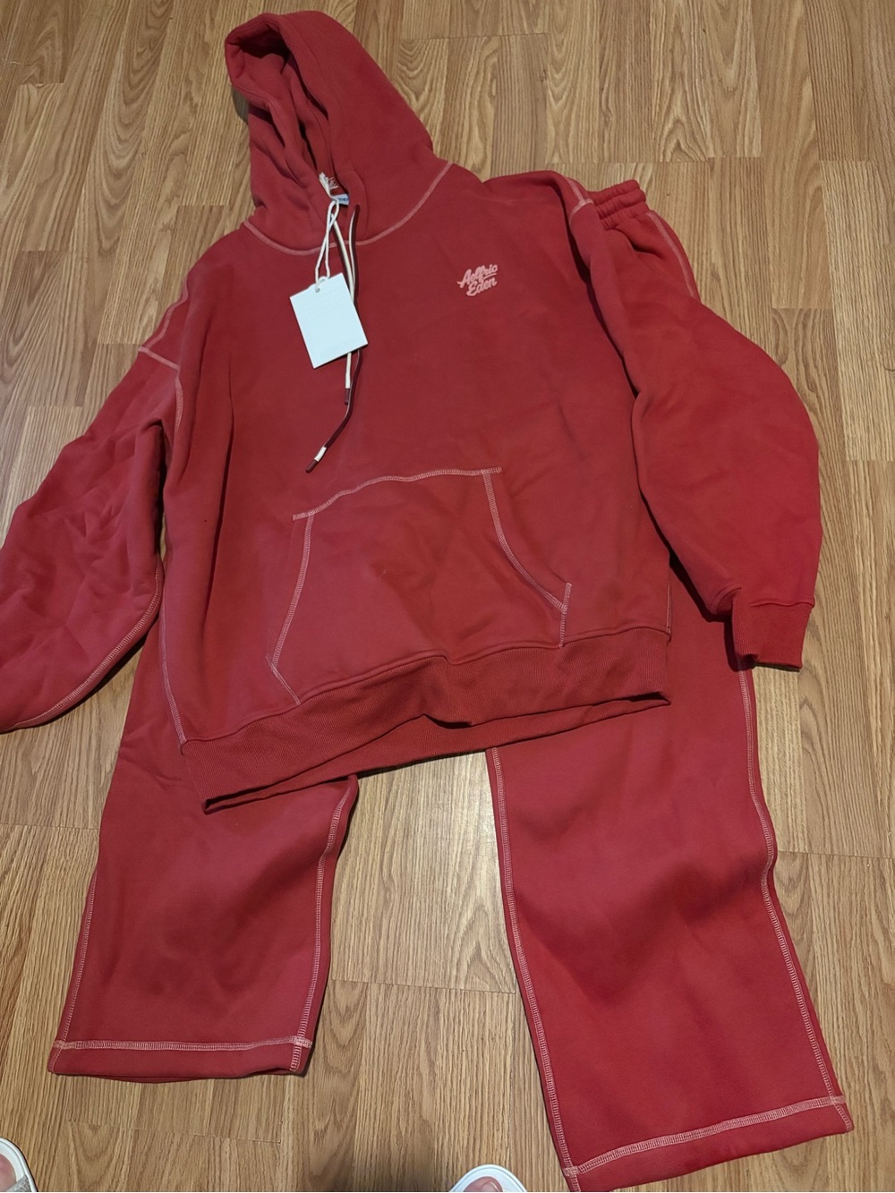 Aelfric Eden Men's Red Crewneck Hoodie & Sweatpants Set